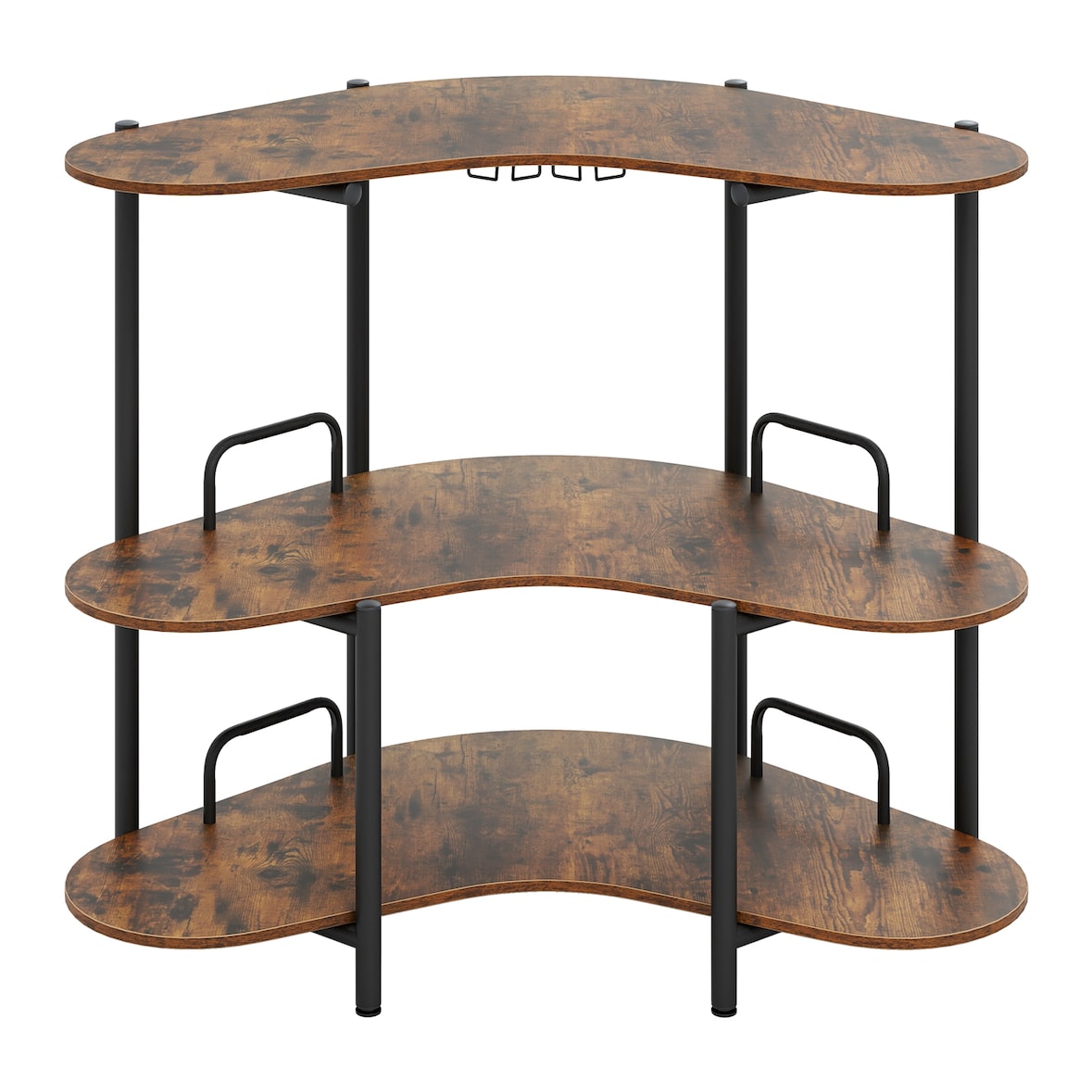 COSTWAY Mesa de bar para cocina, bar doméstico de 3 niveles, encimera de cocina con soporte para vasos, 120 x 66 x 102 cm (marrón)