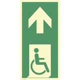 thumbnail of Schild Notausgang f. gehbeeintr. Pers. rechts Pfeil oben, Alu,nachl.,160-mcd, 200x400mm