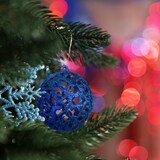 thumbnail of Relaxdays Weihnachtskugeln im 50er Set, glitzernde, matte & glänzende Christbaumkugeln, Kunststoff, ∅ 3, 4 & 6 cm, blau