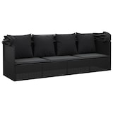 thumbnail of vidaXL Outdoor-Loungebett mit Dach und Kissen Schwarz Poly Rattan