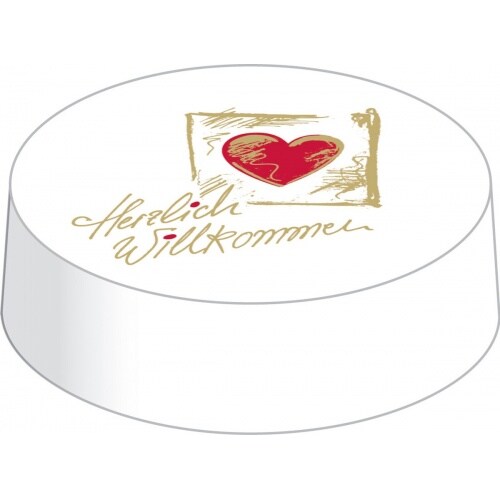 Mank Paper Caps aus Mattkarton Herzlich Willkommen Ø 74 mm, 200 Stück - Trinkschutz Glasabdeckung Schutz Hygieneschutz