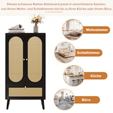 thumbnail of Merax Kompaktes Sideboard, Rattan-Design, Schwarz, Highboard, Esszimmerschrank, Bücherregal