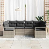 thumbnail of vidaXL Garten-Sofa-Set mit Kissen mit Speicher 6 pcs Hellgrau