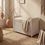 thumbnail of Opbergkist M92, commode bank garderobe bank, kussen Kubu rotan 88cm ~ wit