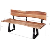 thumbnail of WOHNLING Esszimmerbank GAYA 160cm Essbank mit Lehne Baumkante Sitzbank Bank Holz