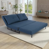 thumbnail of Schlafsofa mit Gästebett-Funktion & verstellbarem Kopfteil, 2-Sitzer mit Schlaffunktion, Mikrofaser in Dunkelblau | Raburg Zara