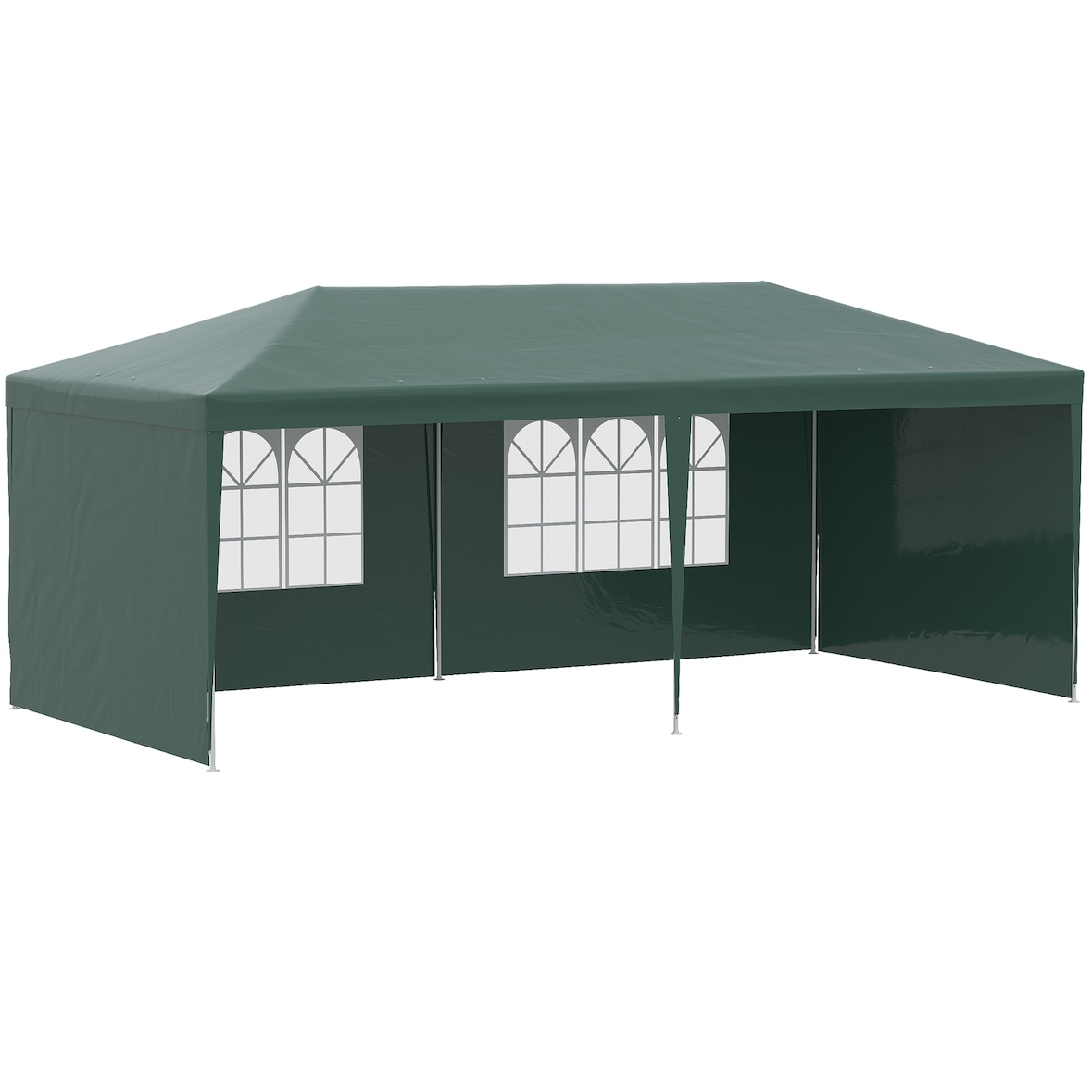 Outsunny carpa de jardín 6x3 m con 4 paredes laterales y 2 ventanas visibles cenador gazebo de exterior con marco de acero para fiestas eventos bodas