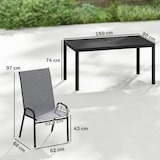 thumbnail of Garten-Set bestehend aus einem Metalltisch mit Loch und 6 stapelbaren, luftdurchlässigen Stühlen für die Terrasse, grau