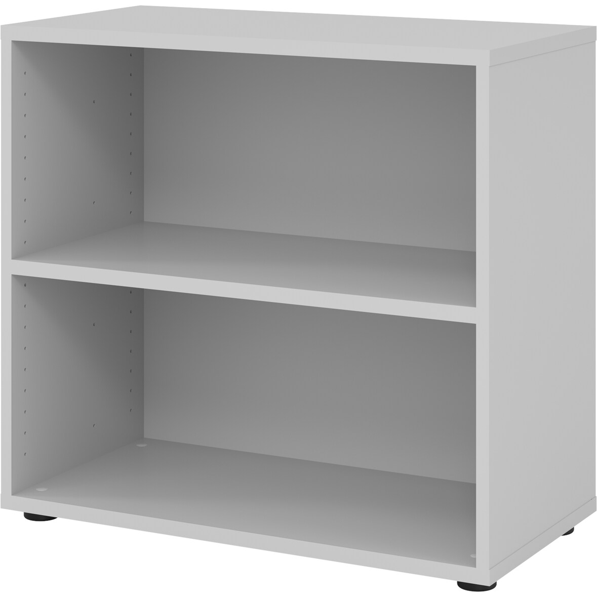 bümö Regal grau, Standregal aus Holz für 2 Ordnerhöhen - Bücherregal klein 80 cm breit, Aktenregal für Ordner & Bücher, kleines Büroregal, Holzregal,