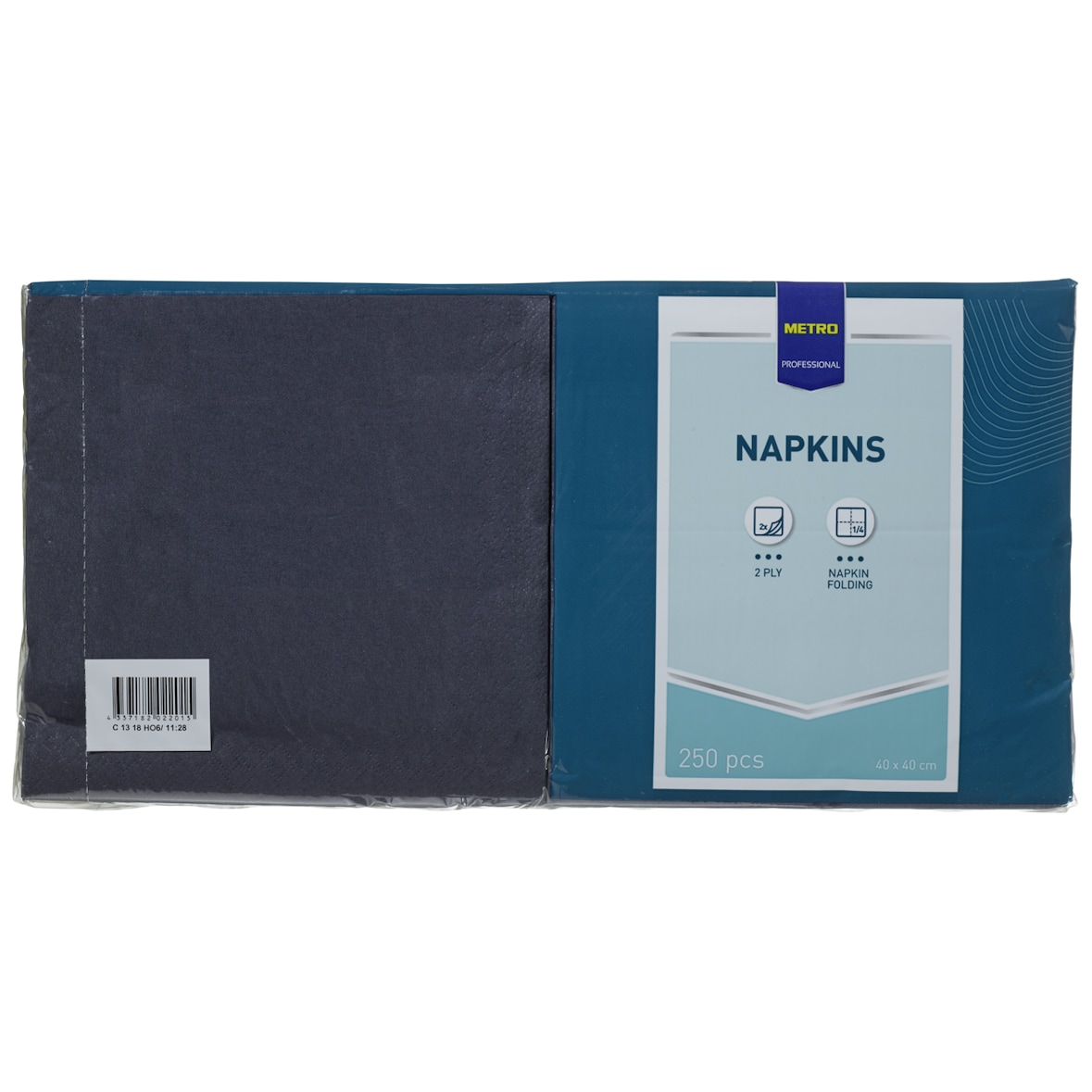METRO PROFESSIONAL Cellulose servetten, 40 x 40 cm, 1/4 vouw, 2-laags, zwart, 5 x 250 stuks