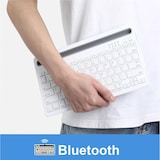 thumbnail of Teclado sem fios portátil com slot Bluetooth para telemóvel, tablet compatível com portátil, PC (branco)