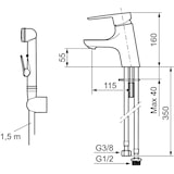 thumbnail of Mora CERA B5 Sanette Waschtisch-Einhebelmischer mit Handbrause Chrom