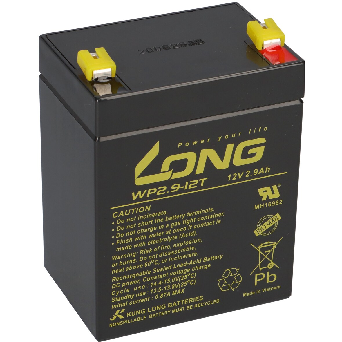 Kung Long WP2.9-12T 12V 2,9Ah AGM Blei Accu Bleiakku Batterie wartungsfrei