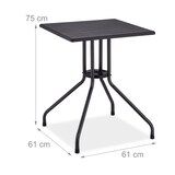 thumbnail of Relaxdays Gartentisch, HBT: 75x61x61 cm, Balkontisch Holzoptik, Kunststoff, Metall, Terrassentisch quadratisch, schwarz