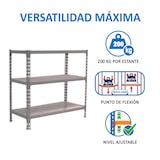 thumbnail of SimonRack Metallregal, 900x1100x500 mm, 3 Ebenen, Metallboden, 200 kg Biegepunkt, Grau - Simonclick
