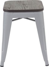 thumbnail of 4er-Set Hocker inkl. Holz-Sitzfläche | Metall, Industriedesign, stapelbar | Grau | Metallhocker Sitzhocker
