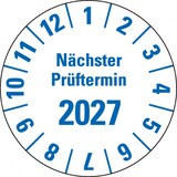 thumbnail of Dreifke® Prüfplakette Nä.Prüftermin 2027,weiß,Hochleistungsfolie,Oberflächensch.,Ø25mm,21 St/Bogen