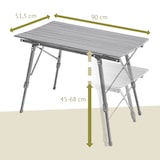 thumbnail of JAWINIO tuintafel opklapbare tafel in hoogte verstelbaar aluminium zilver