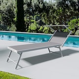 thumbnail of Lettino Prendisole Pieghevole Professionale in Alluminio e Tessuto Textilene Tettuccio Orientabile Parasole Sdraio Mare Spiaggia 182x60x38 cm Grigio