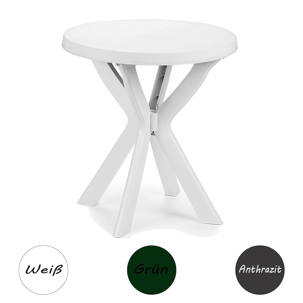 INDA-Exclusiv Gartentisch Bistrotisch Balkontisch Kunststoff Rund Ø70xH72cm