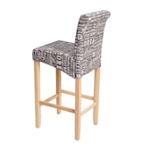 thumbnail of 2er-Set Barhocker HWC-C33, Barstuhl Tresenhocker, Holz ~ Schriftzug, grau, helle Beine, Stoff/Textil