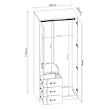 thumbnail of Helloshop26 - Guarda-roupa moderno para quarto móvel de arrumação intemporal com 3 gavetas + espelho MDF 176 x 80 x 52 cm efeito 03_0006367