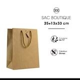 thumbnail of Classic bruine kraft luxe tas met koordhandvatten 25 + 13 x 33 cm per 150 - Gimex