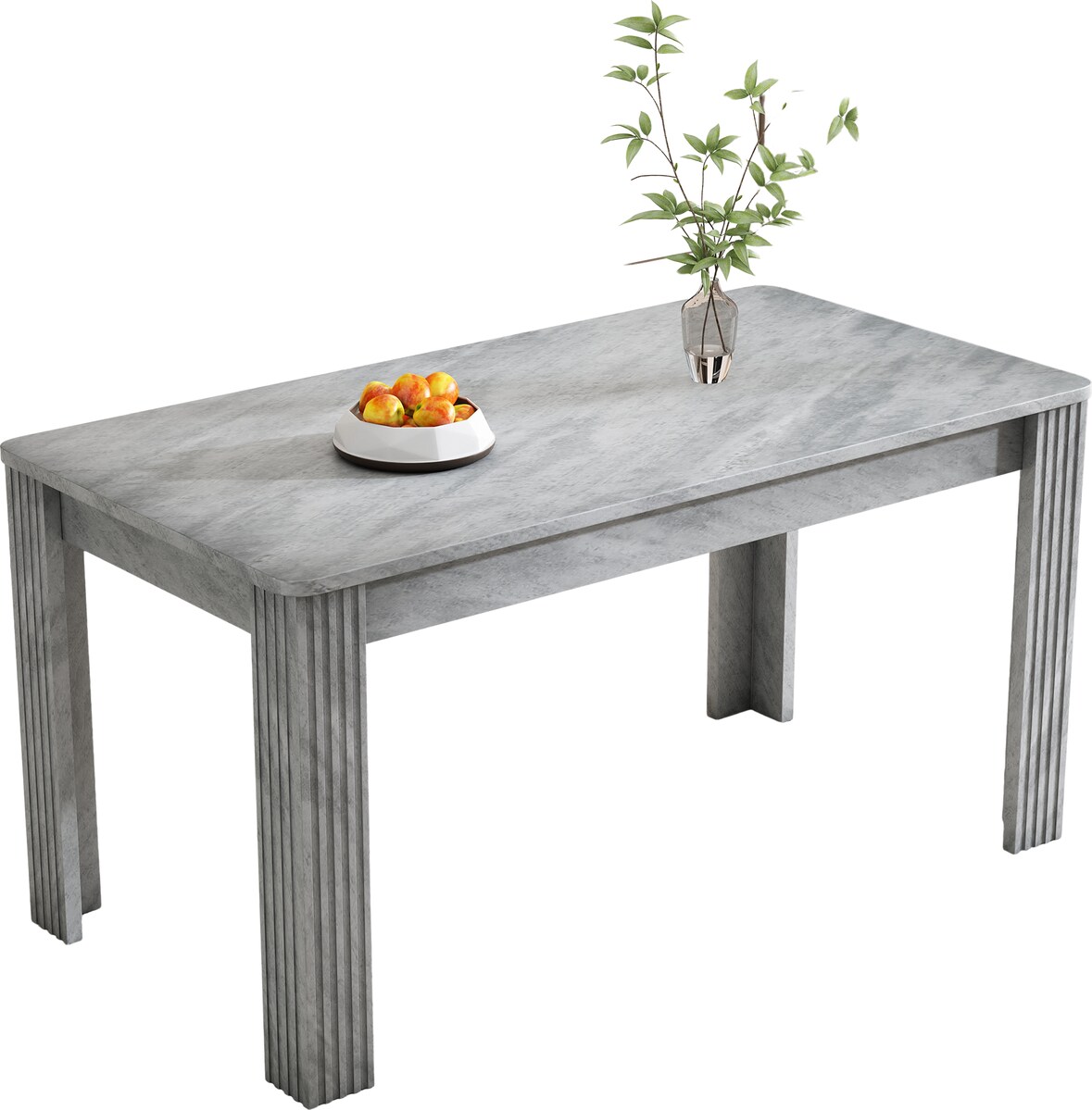 Esstisch rechteckig Grau 75x116x65 cm in Betonoptik Holzmaserung mit vier stabilen Beinen, pflegeleichte Tischplatte, modern