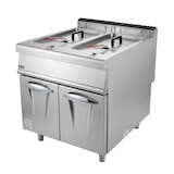 thumbnail of Romux® Friteuse À Gaz Butane Professionnelle 28+28 Litres Double sur Coffre avec Minisit | Friteuse en Acier Inox avec Robinet de Vidange 20000 W