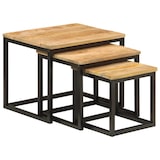 thumbnail of Tables basses gigognes 3 pcs bois massif de manguier et fer Modèle Orion Premium