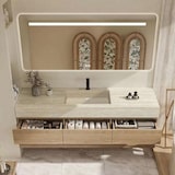 thumbnail of 【YT9865-140K】Waschbecken ,Wandspiegel ,Wandschrank, Wand-Waschbecken, Waschtisch mit Aufsatzbecken, Spüle mit Armaturenloch 140*55cm