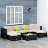 thumbnail of Conjunto Muebles de Jardín de Ratán 7 Piezas Mesa Sofás Taburetes con Cojines