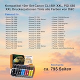 thumbnail of Kompatibel 10er Set Canon CLI-581 PGI-580 XXL Druckerpatronen Tinte alle Farben von D&C