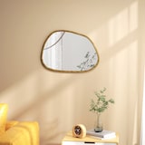 thumbnail of Espejo de pared decorativo 70x50 cm espejo de baño con forma irregular y marco de madera para salón entrada pasillo horizontal o vertical natural