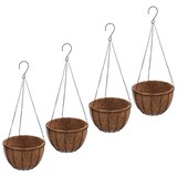 thumbnail of Fioriere Pensili 4 Pz Rivestimenti Cocco Nero Ø40x63cm Acciaio Fioriere Giardino