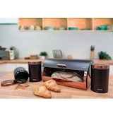 thumbnail of Briebe BB1161BLKM Conjunto de Caixa de Pão + 3 Boiões de Cozinha Aço Inoxidável, Contentor com Tampa Deslizante, Preto Mate/Ouro Rosa