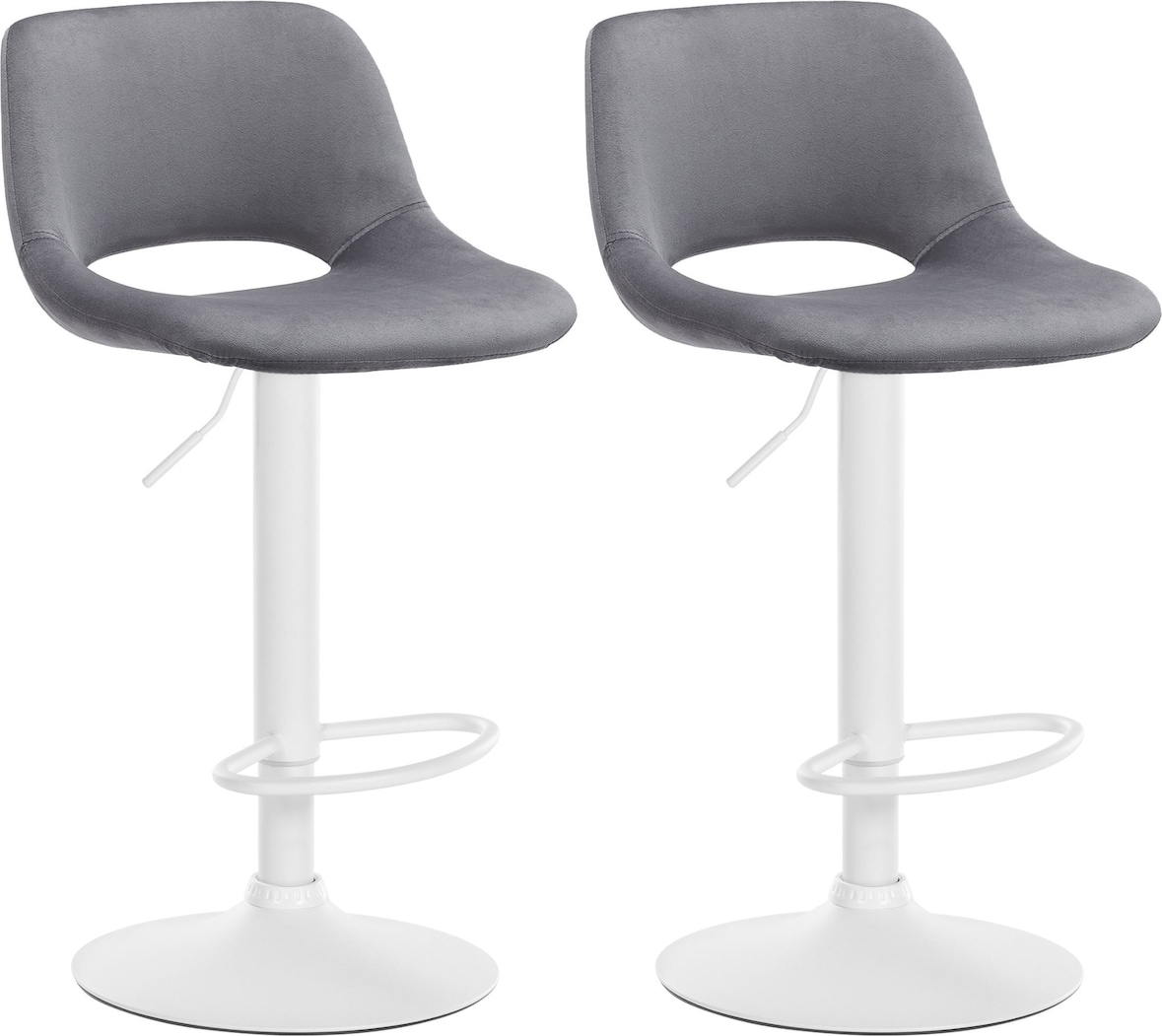 2er Set Barhocker Camden Samt dunkelgrau/Metall matt weiss