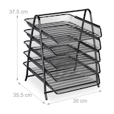 thumbnail of Relaxdays Dokumentenablage, 5 Fächer, Briefablage, Mesh-Metall, HxBxT: 37,5 x 30 x 35,5 cm, A4 Ablagesystem, schwarz