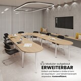 thumbnail of bümö Konferenztisch oval 320x160 cm großer Besprechungstisch in weiß, Besprechungstisch mit Chromfüßen, Meetingtisch für 8 Personen, Tisch für