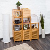 thumbnail of Relaxdays Badregal Bambus, 3 Ablagen, HxBxT:80x36,5x33cm, Holzregal mit Schrankteil, magnetisch, Stauraum, natur