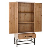 thumbnail of Hochschrank HWC-N30, Schrank Bücherschrank Wohnzimmerschrank mit Türen und Schublade, Massiv-Holz MDF, 167x72x41cm
