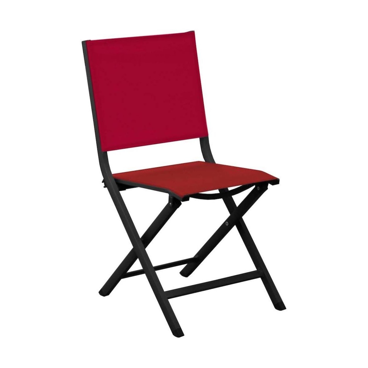Chaise jardin pliante en aluminium Thema graphite, rouge Alizé