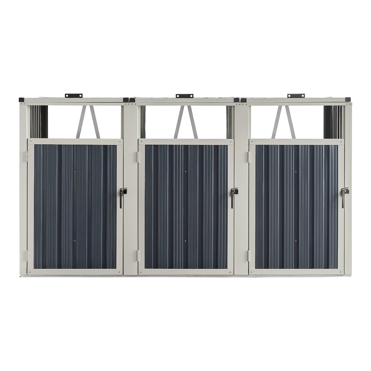 Helloshop26 - 3-teiliger Müllcontainer mit Grifftüren 121 x 219 x 82 cm anthrazitgrau 03_0006695