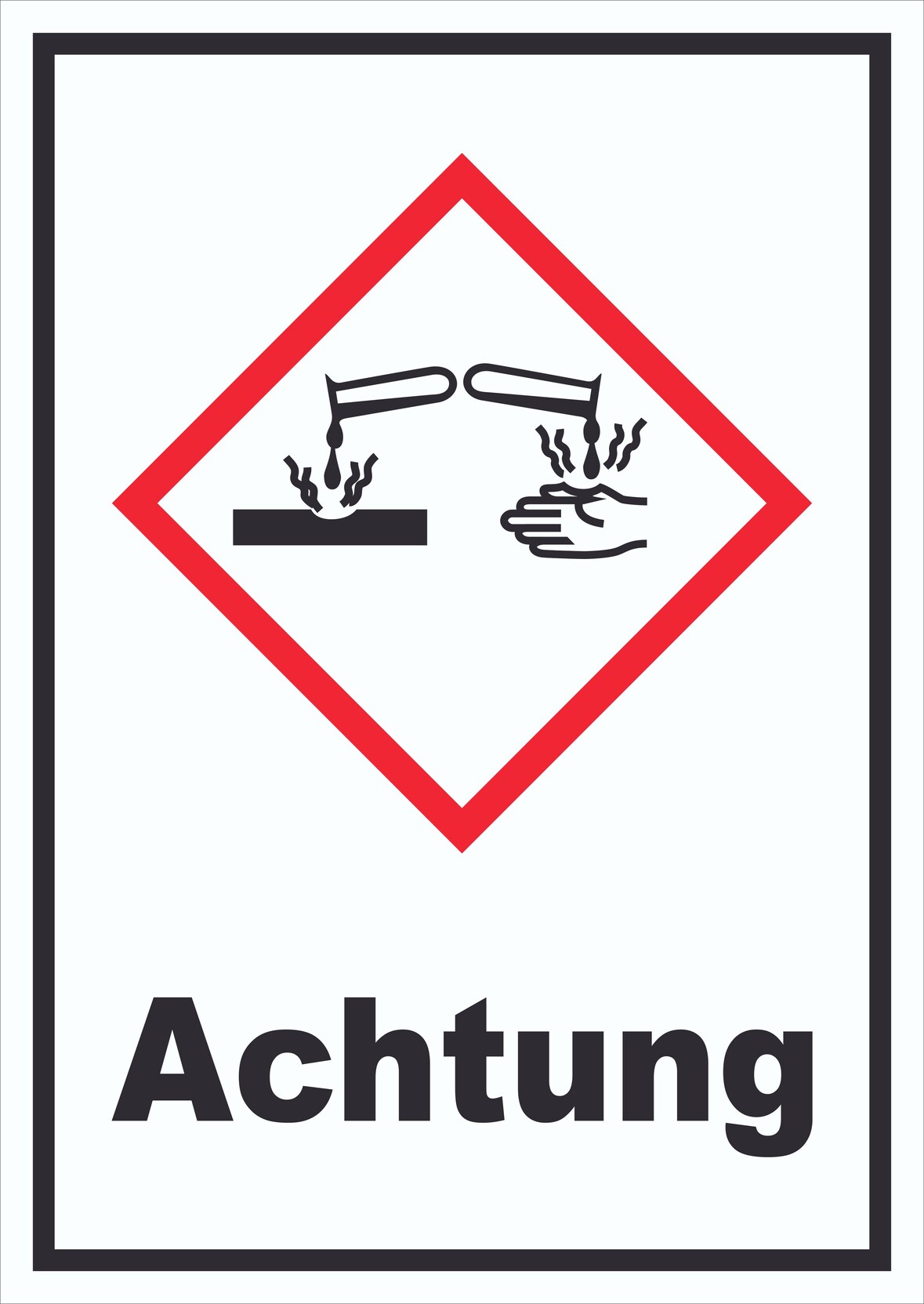 Schild Ätzende Wirkung Achtung Ätzwirkung hochkant A6 (105x148mm)