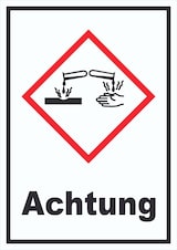 thumbnail of Schild Ätzende Wirkung Achtung Ätzwirkung hochkant A6 (105x148mm)