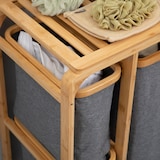 thumbnail of HOMCOM Cesto Portabiancheria con 3 Scomparti in Tessuto e Bambù