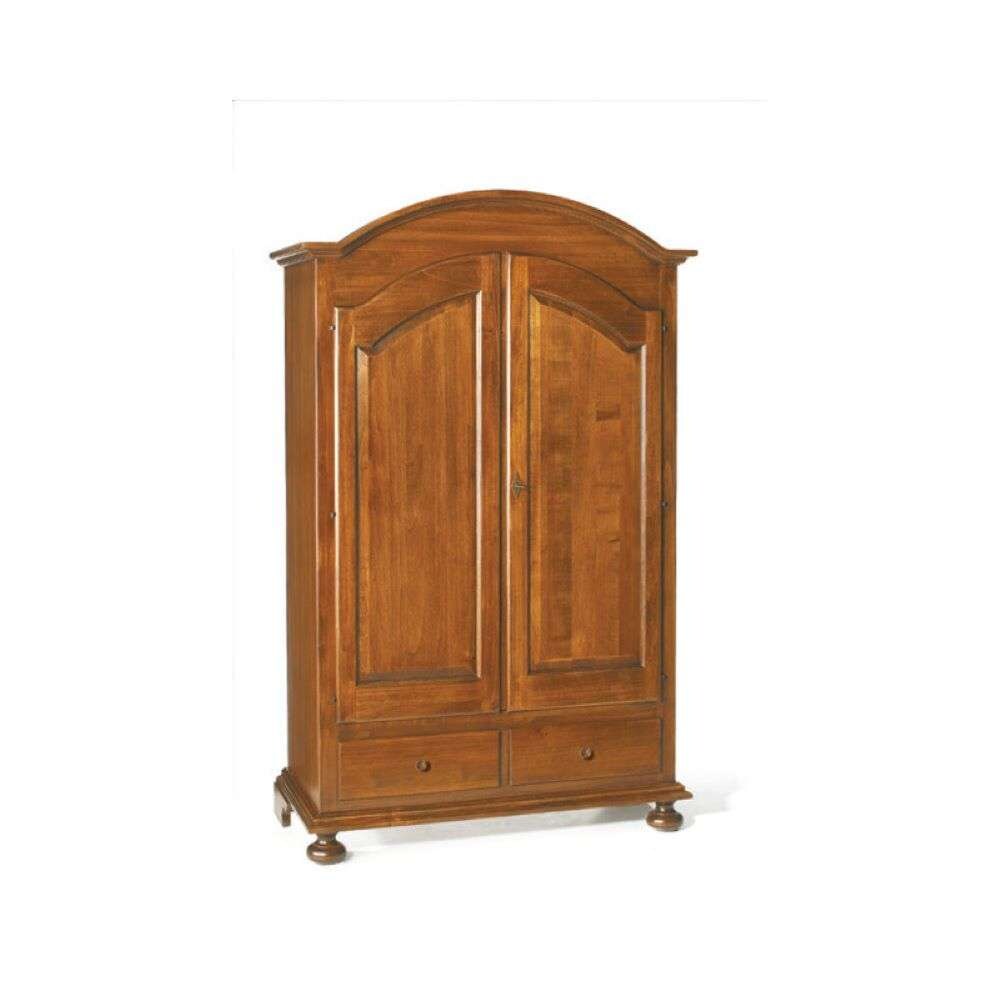 shopinnovativo -Armadio cappello tondo appendiabiti con bastone 2 ante 2 cassetti arte povera in legno colore noce 125x60x200 H