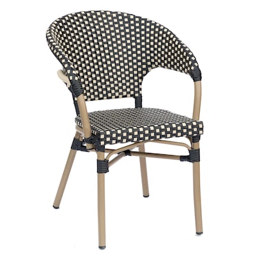 METRO PROFESSIONAL Fauteuil de terrasse FLORE, aluminium/plastique, aspect bambou, empliable, marron/noir