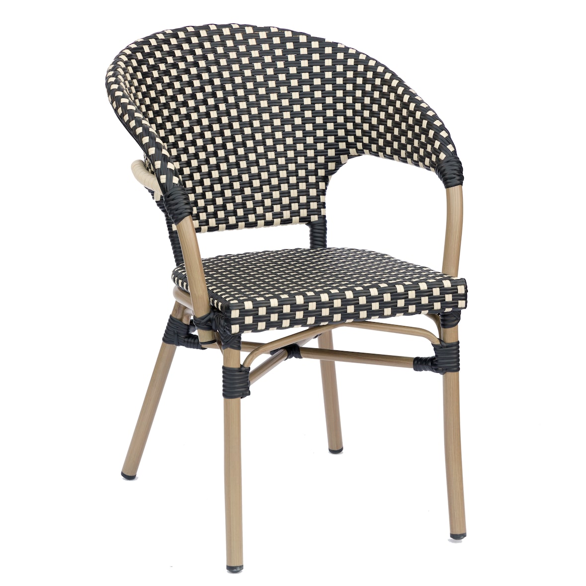 METRO PROFESSIONAL Fauteuil de terrasse FLORE, aluminium/plastique, aspect bambou, empliable, marron/noir