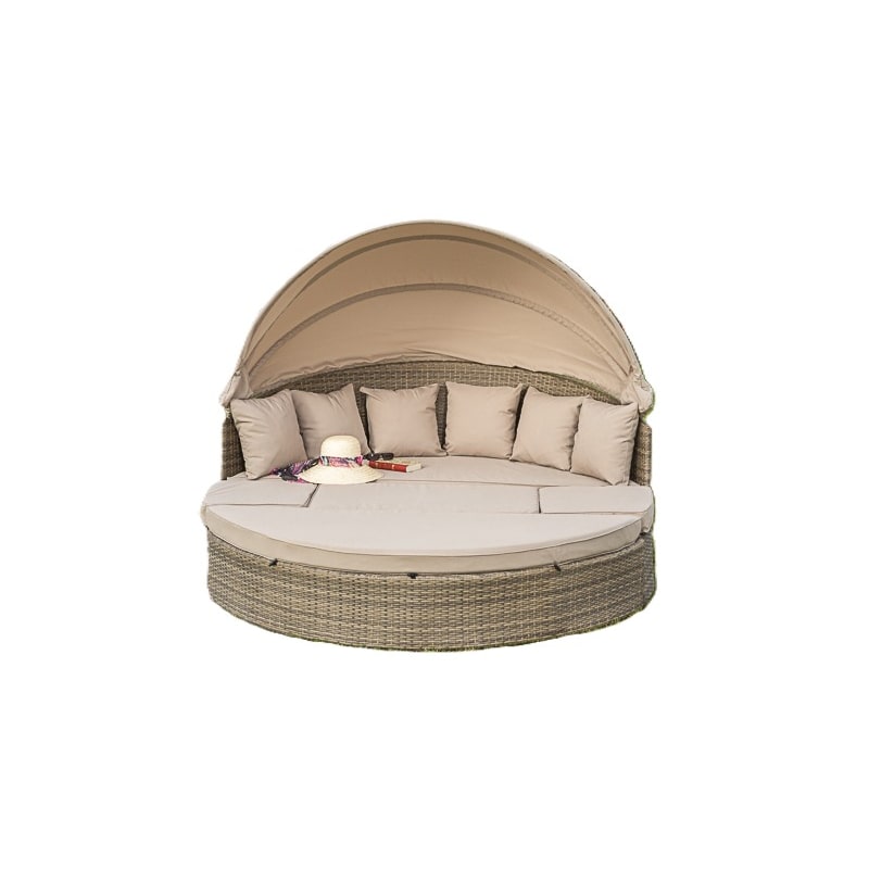Merxx Riva Relaxinsel, Ø 180 cm, inkl. Polsterauflagen/Kissen, Aluminium/Kunststoffgeflecht, Natur